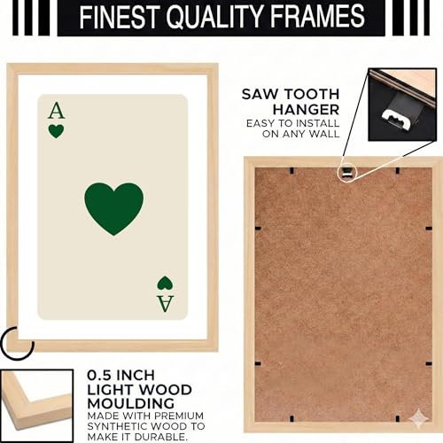 Image of BLINKART Playing Card Aesthetic Modern Art Walls With Frame | Natural Wood Texture | Living Room Bedroom Office Wall Decoration | Poster Home Decor Frames Wall Bedroom | 12x8 Inches (D230)