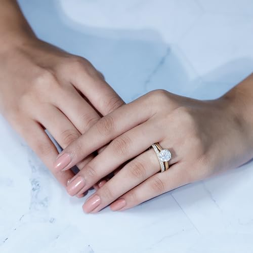 Certified Moissanite Engagement Ring With Wedding Band, 8 mm Round Moissanite Bridal Ring Set - Ready to Gift4