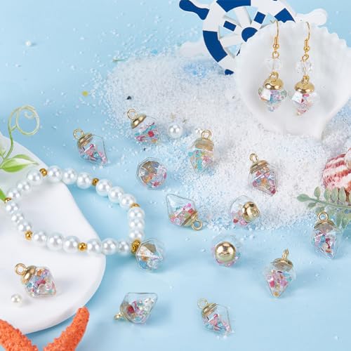 Mini Breloques de Bouteille en Verre Cristaux Pendentif DIY 30 Pcs