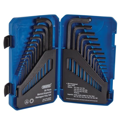Draper 30 Piece Hexagon Allen Key Set - Metric/AF Combined Long Pattern with Case 33894