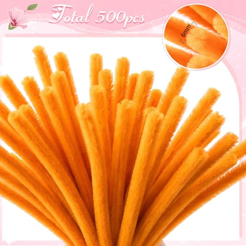 Image of Peryiter 500 Pieces Pipe Cleaners Chenille Stems for Flowers Craft Supplies Bulk Fluffy Fuzzy Sticks for DIY Art Projects Creative Gift Wrapping Party Decorations(Dopamine Color,12 Inch)