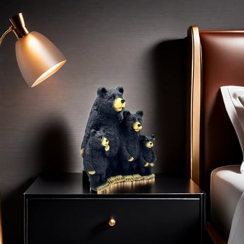 Estatua Decorativa de Familia de Osos Negros en Resina miniatura 4