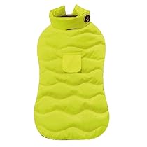 Croci Giubbotto per cani Eco Leaves Yellow, taglia dorso 45 cm, ecologico prodotto con materiali riciclati, imbottitto e regolabile, con elastici e foro per guinzaglio e pettorina, colore giallo