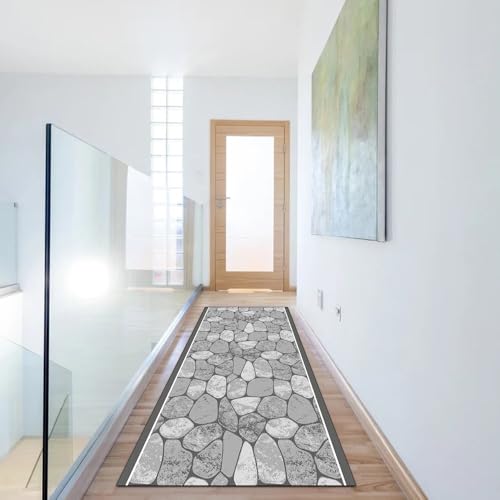 Alfombra de pasillo larga gris 110 x 120 cm de pelo corto 6