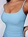 SUUKSESS Women Sexy One Piece Tummy Control Swimsuit Scoop Neck Slimming Swimwear 2025 Crisscross Backless Bathing Suit(Baby Blue,Small)