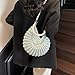 Handwoven Fashion Seashell Bag,Boho Clutch with Pearl Strap,Crochet Beach Bags with Leather Handle & Premium Hardware (Green)