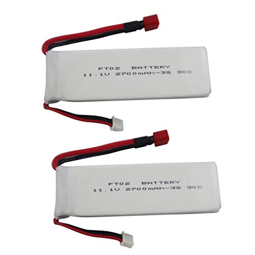sea jump 2PCS 11.1V 2700mah Lithium Battery for Feilun FT012 Remote Control Speedboat S-Upgrade Battery Accessories RC Airplane Model T-Head High Rate Lithium Battery
