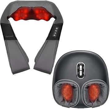 Nekteck Shiatsu Foot and Neck Massager with Heat Combo for Pain Relief Deep Tissue, Body Relaxation Tools Gifts for Men Women