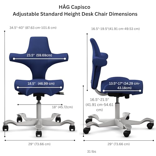 Image of HAG Capisco Standard Chair-Silver Frame-Upholstered Cobalt Blue
