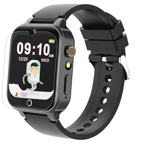 Goodatech Smart Watch for Kids 4-12 Years Boys Girls, 26 Puzzle Games,HD Camera,Video Music Player,Pedometer,Flashlight,Calendar,Alarm Clock,Aluminum Case,Sport Band (Black)