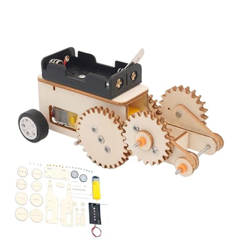 Stem Car Building Kit, Gear Design Wooden Puzzles, Engineering, STEM Toys for Kids, Science Project, Car Puzzle for Kids, Educational Activity for 6+, Wooden Gear Scien