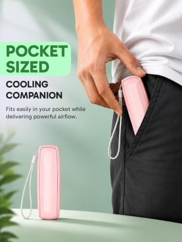 Image of EcoNour Pocket Fan, Pink, Mini Handheld Personal Fan, 3-Speed Portable Cooling Fan for Travel, Office & Outdoor