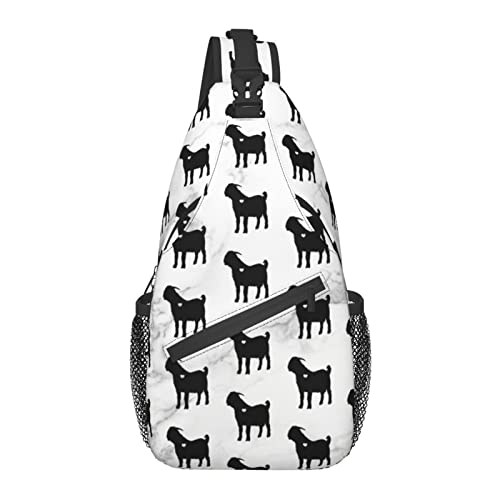 Boer Goat Silhouette Chest Bag Shoulder Bag, Cute Animals Sling Backpack Casual Travel Bag For Men And Women