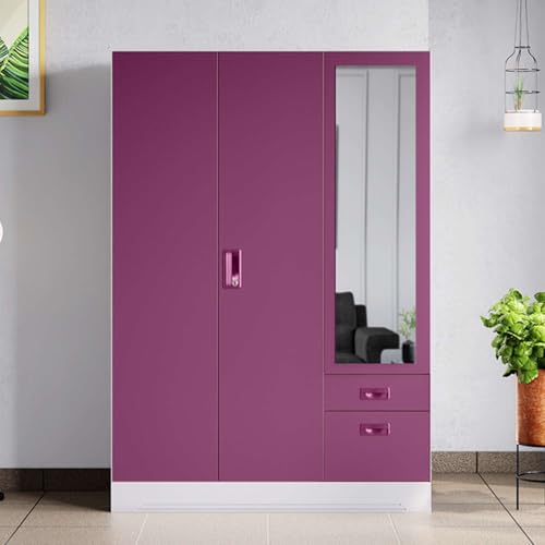 Image of Interio by Godrej Slimline Blend 3-Door Steel Almirah /Wardrobe with Mirror