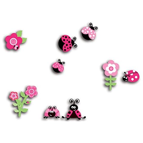Crearreda CR-14506 Ladybugs 3D Wall Decals, Pink Cover