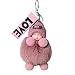 ZHSH 9 cm Fuchspelz Pom Pom Schlüsselanhänger für Rucksack, Süße Schlafende Puppe Schlüsselanhänger für Autoschlüssel, mit Armband (A)