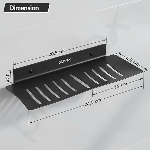 Image of Plantex Stainless Steel Double Soap Dish /Stand /Holder /Tray for Bathroom and Kitchen /Bathroom Accessories - Wall Mount (Black)