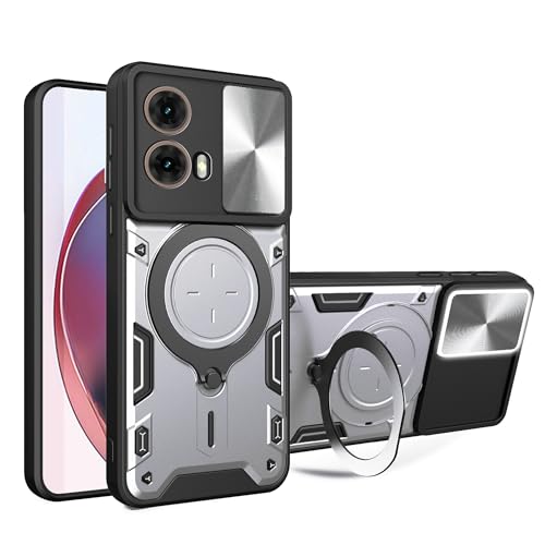Lucyliy Compatible with Motorola Moto G85/Motorola S50 Neo Phone Case Cover [with Tempered Glass Screen Protector] Silvery