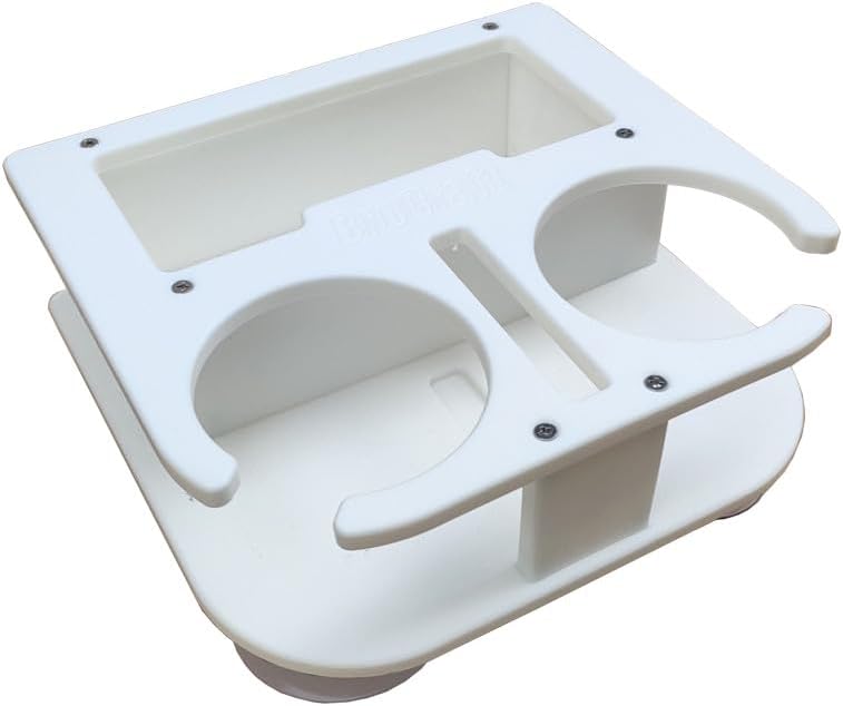 Brocraft Boat Dual Drink Holder with Storage Box, Marine Cup Holder Organizer with Suction Cups