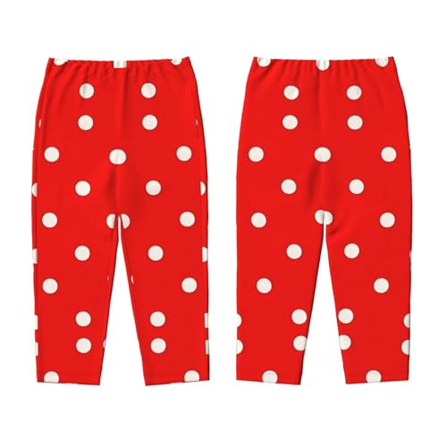 Pajama Pants Pajama Bottoms with Elastic Waistband Sleepwear Lounge Pants, White Dots Red Background3