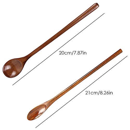 DanziX Holzlöffel, 20,3 cm, Cocktail-Rührlöffel, Kaffee, Suppe, Eistee, zum Kochen, Hellbraun, Dunkelbraun - Image 4