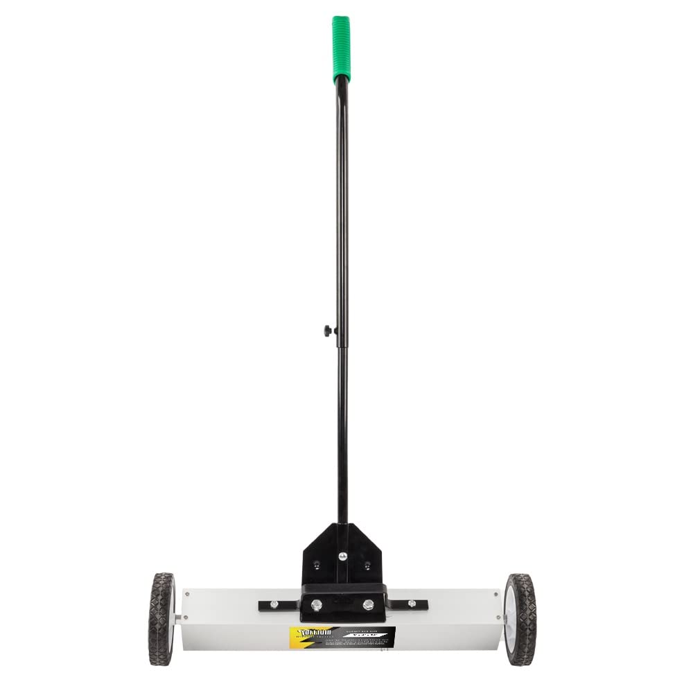 Bonnlo 61 CM/ 24-inch Rolling Magnetic Pick-Up Sweeper | 23 KG/ 50 Lbs Capacity, with Quick Release Latch & Telescoping Handle, for Nails Needles Screws Collection, Easy Cleanup