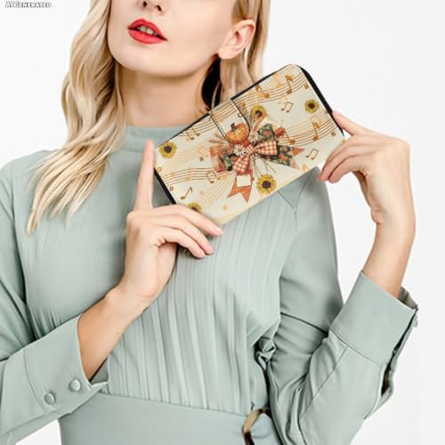 Image of COEQINE Ladies Wallets Pink Leopard Heart Black Printed Leather Phone Long Clutch Purses Check Coin Change Holder