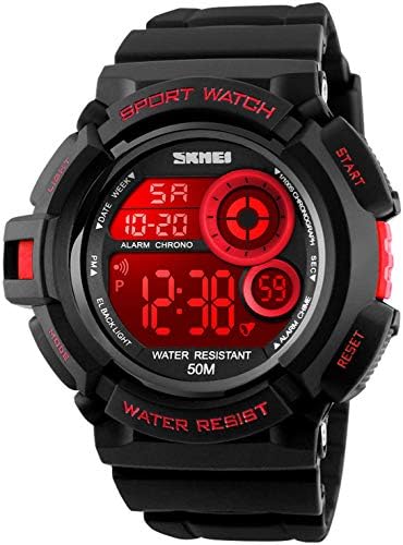 FANMIS Military Multi Function Digital LED Quartz Watch Water Resistant Electronic Sport Watches Red