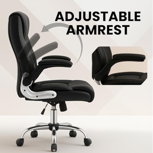 Image of Lakdi The Furniture Co High-Back Directior Office Chair and Executive Chair, Ergonomic Leatherette Desk Chair | Adjustable Arm Rest for 5-Year Warranty & Free Assembly-111012161 Black