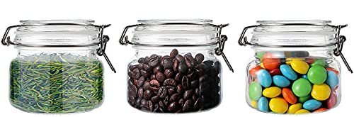 Image of 500 ml Glass Jars with Airtight Lids Wide Mouth Storage Jars With Buckle Lid for Preserving Decorating Canning Jar Dry Food Storage Pasta Spice Beans Flour Set of 3