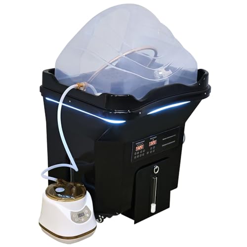 head spa Lavabo japonés, con depósito de agua de 60 l, 4 ruedas universales, dispositivo de champú (negro)