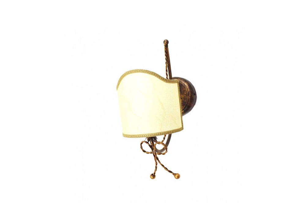 Ilab - Aplique de 1 luz de hierro forjado con lazo, pantalla de pergamino, 1 bombilla E14 con casquillo pequeño máx. 40 W (no incluida), medidas: ancho: 17 cm, altura: 40 cm, profundidad: 22 cm