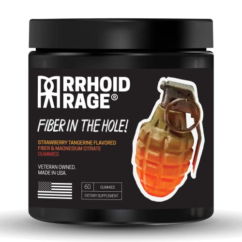 Rrhoid Rage - Fiber and Magnesium Gummies, Supports Digestive Health, Relieves Constipation, Helps Prevent Hemorrhoids, Has Both Soluble and Insoluble Fiber, Made in USA, 60 ct (1)
