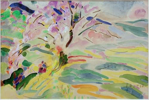 Cuadro de lienzo de árbol floreciente de Curt Herrmann en Pretzfeld para salón 60x90cm