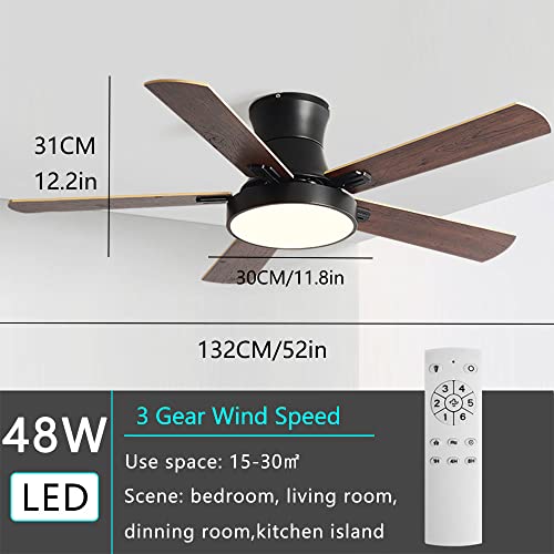 Ibalody Creative Mute Fan Light 3 Gear Wind Speed Ceiling Fan Light Indoor Ceiling Fan With Led Light 5 Big Fan Blades For Dining Room Living Room Bedroom Kids Room #TOP2