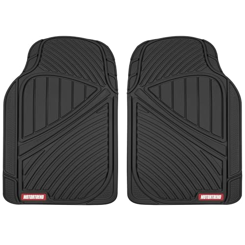 Image of Motor Trend FlexTough All-Weather Rubber Car Floor Mats Set of 2 Front Liners - Heavy Duty Waterproof Automotive Floor Mats for Cars, Trucks & SUVs, Universal Trim-to-Fit, Interior Carpet Protection