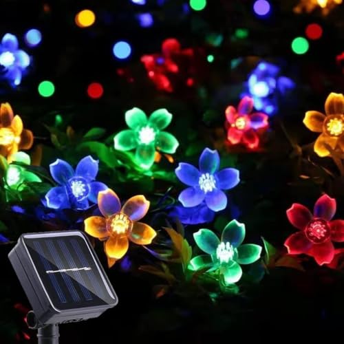 Image of AERYS 75 Flower LED Fairy String Solar Silicon Flower 10 Meter Waterproof 8 Mode Outdoor /Indoor Waterproof Solar Powered Led String Light, Decorations for Garden Yard Balcony (Multicolor)