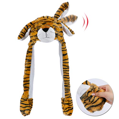 Image of Bubblepompom Animal Hat with Ears Moving Jumping Pop Up Beating Hat Plush Holiday Cosplay Dress Up Funny Gift for Kids