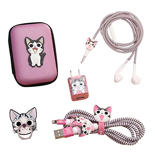 DIY Protector Stitch Set, Data Cable USB Charger Data Line Earphone Wire Cute Cat Saver Protector Compatible for iPhone 11 12 Pro Max XS XR X 7 8 Plus iPad Series (Stitch)