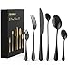 Besteck Set 6 Personen, 36 Teiliges Edelstahl-Schwarzes Besteck-Set, Inkl Messer, Gabel, Löffel, Besteck-Set Hochglanzpoliert, Spülmaschinenfest (Schwarze) RIWNNI