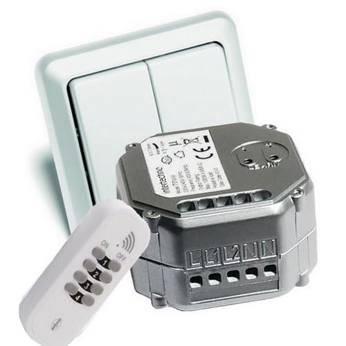 WeBaSo Funk-Sparset-12F Intertechno Serien-Funkschalter ITL-2000 mit 2-Fach Funk-Wandsender + Handsender