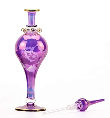 NileCart 9 in. Egyptian Perfume Bottle large size 100 ml. handmade in Egypt For your perfume, essential oils, Egyptian decoration or party table centerpiece (Violet) — view 2