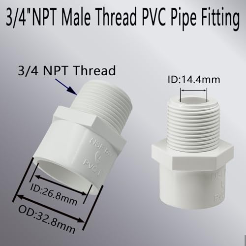 Hfvslfa HF-34MPF10 10Pcs 3/4 Inch Npt Male Thread Pvc Pipe Fitting Adapter Connector thumb #1