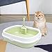 Leefasy Cat Litter Tray Kitty Litter Pan Portable Anti Splashing Easy to Clean Sturdy for Indoor Cats High Sided Kitten Potty Toilet, Fruit Green