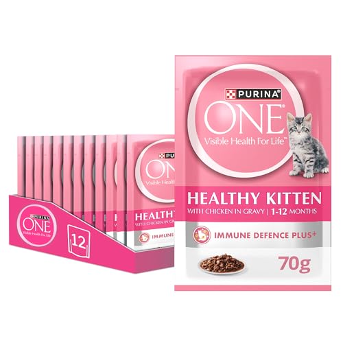 Purina One Cat Healthy Kitten Chicken in Gravy Wet Cat Food Pouch (70g x 12)