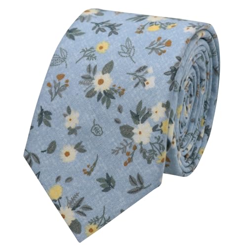 Image of Floral Ties Skinny Tie for Men, Cotton Mens Neckties for Weddings | 2.56'', floral, slim, soft and comfortable, men's neckties for casual, business, party, daily, dating