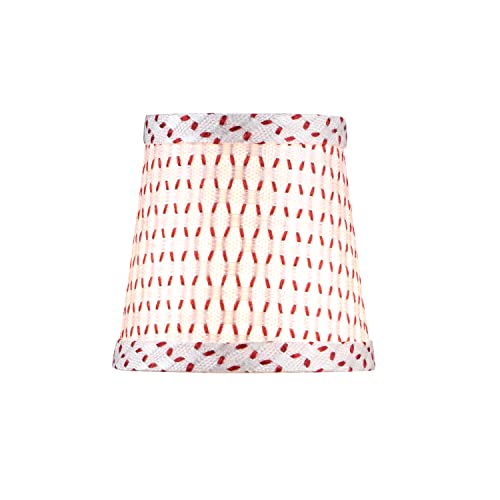 Image of Aspen Creative 51015-5, Empire Clip-On Chandelier Lamp Shade, White & Burgundy, 3 inch Top X 4 inch Bottom X 4 inch Slant Height, Set of 5