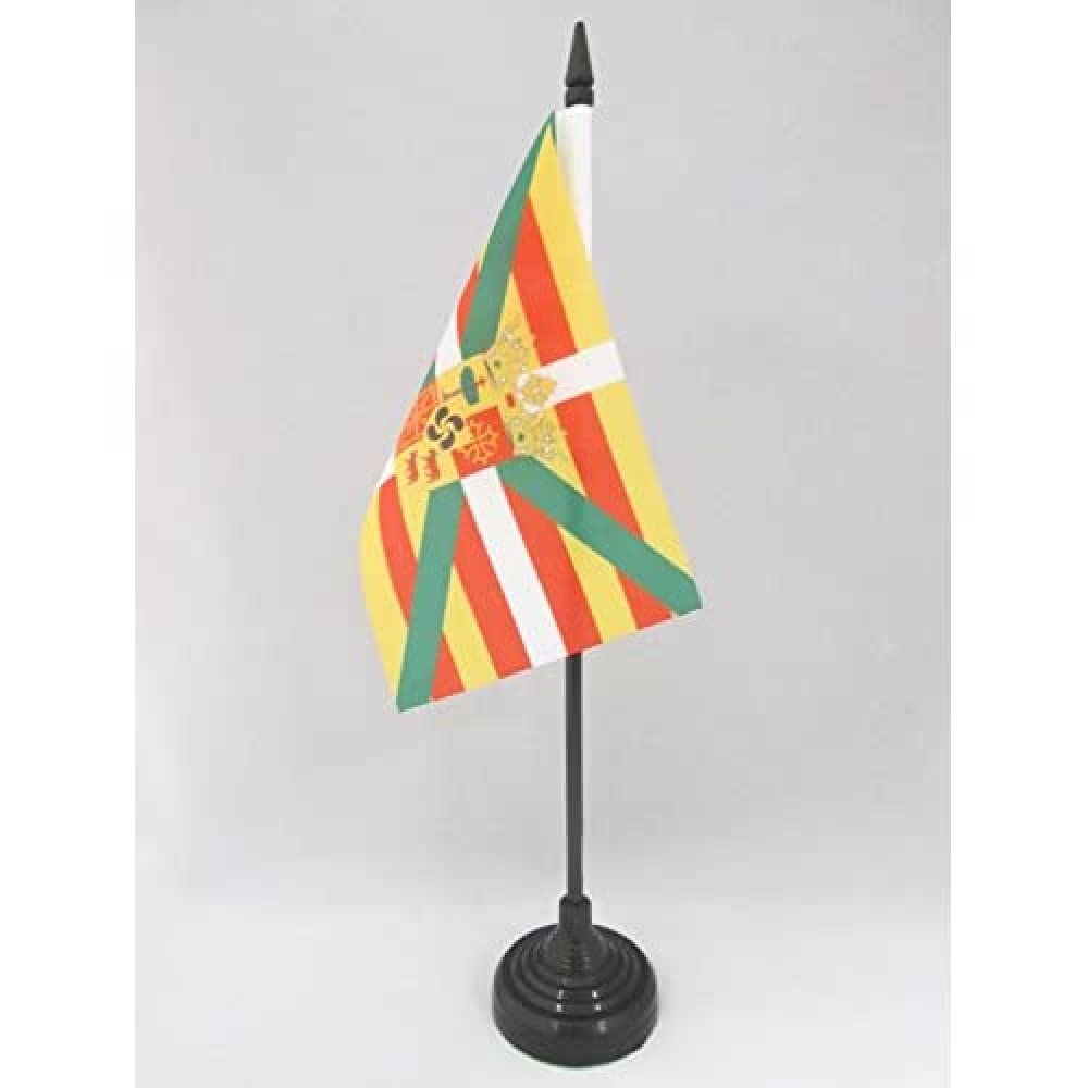 AZ FLAG - Pyrénées Union Table Flag 4'' x 6'' - Pyrenean Office Mini Banner 100% Polyester 15 x 10 cm - Mini Desk Flag with 10'' Pole and Black Plastic Base