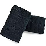 Jacquotha 2-Pack Bathroom Hand Towels (Black) Ribbed – Guest Room & Spa Premium Cotton Face Towels 13” x 29”, Soft and Quick Drying 480 GSM