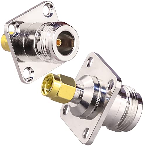 TUOLNK Pack 2 Adaptadores Panel N Hembra a SMA Macho Coaxial miniatura 6